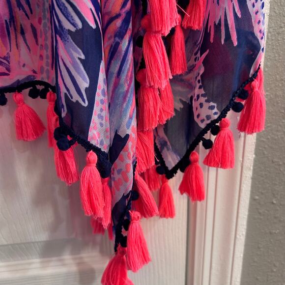 Lilly Pulitzer Sheer Tassel Hem Poncho Cover-Up – One Size - Picture 3 of 4